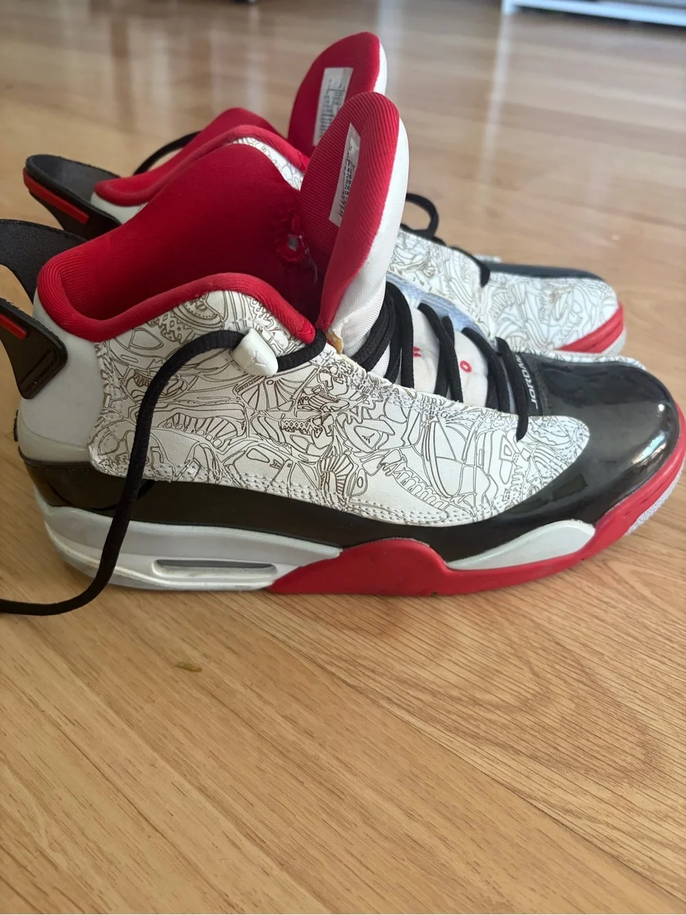 Jordan Youth White, Red and Black Graphic-Print Sneakers
